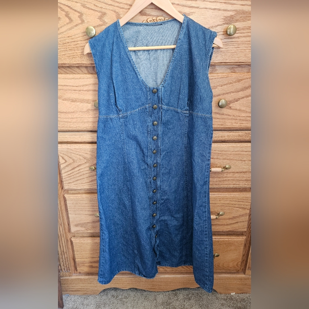 Denim Sleeveless Button-Down Dress